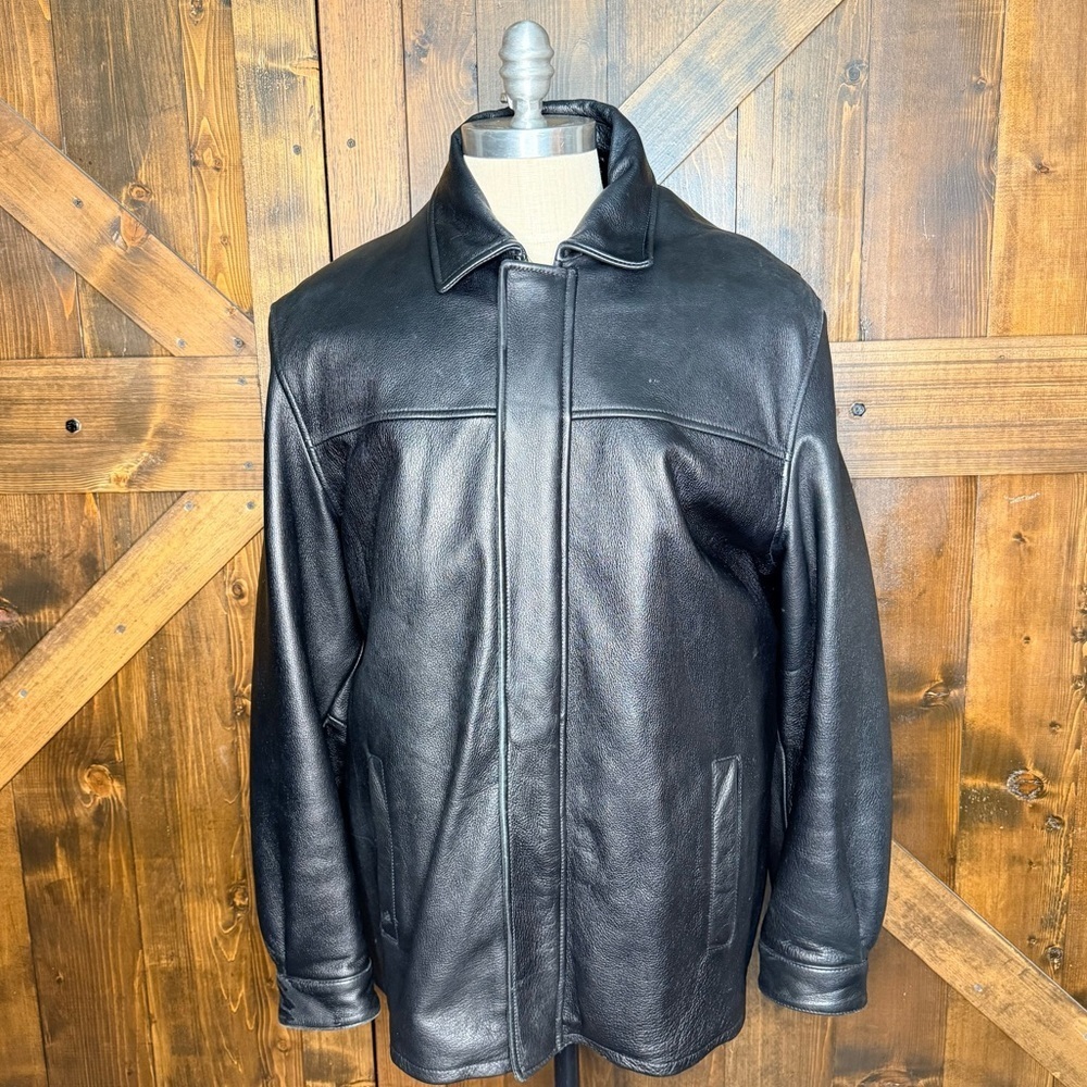 Vintage Wilsons Leather Pelle Studio Black Car Coat Thinsulate Lining Men’s L